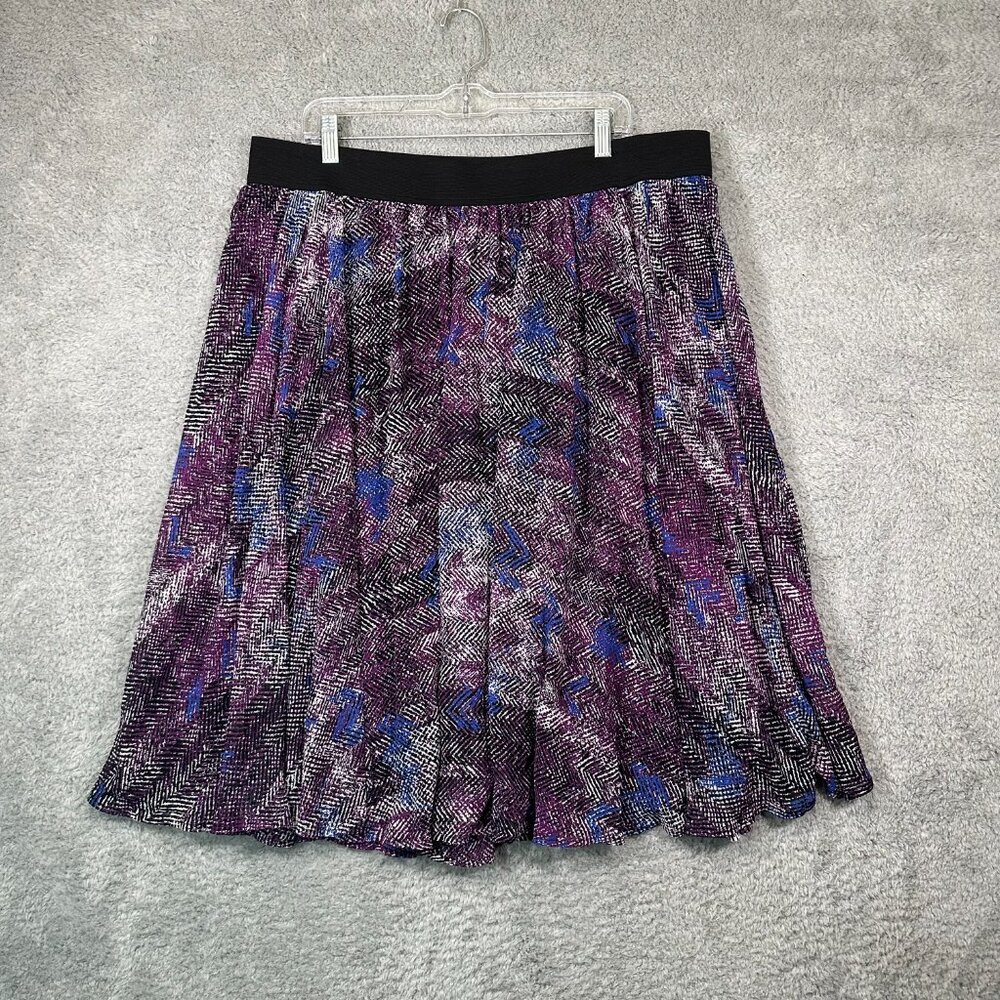 Lane Bryant Womens Skirt‎ Pleated Elastic Waist Purple Lined Midi Skirt Sz 18/20